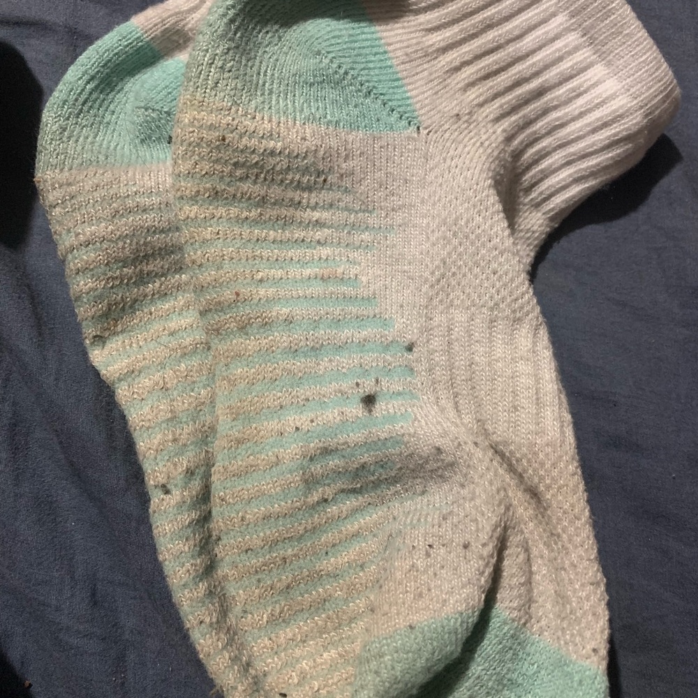Striped Knit Socks in Mint and Cream used women’s socks WORN!